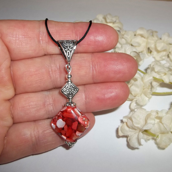 Red MOP Necklace Adjustable Length Beaded NWT 4803 - Picture 7 of 9